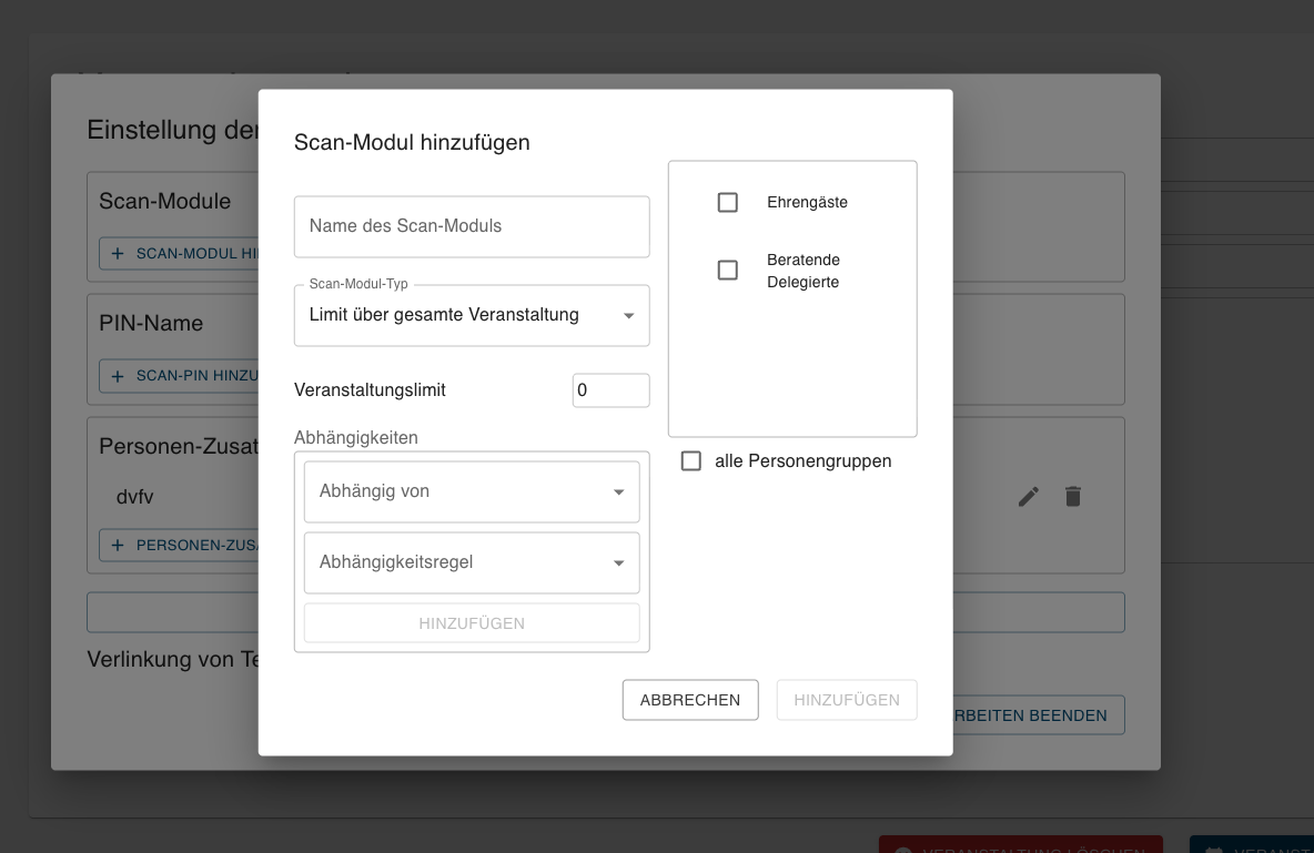 Scan-Modul Konfiguration